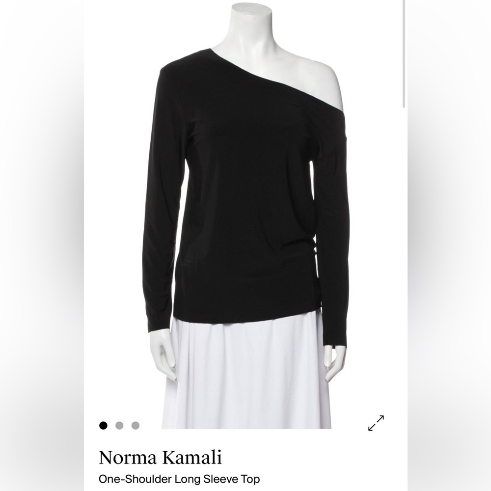 Norma Kamali Black One-Shoulder Long Sleeve Top